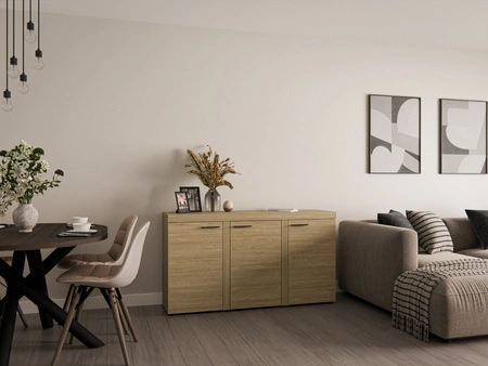 Kommode Rene 149 cm Eiche geölt schlichtes Design Kommode für Wohnzimmer oder Schlafzimmer minimalistisches und universelles Design