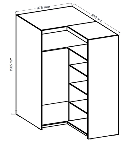 Rene Eck Kleiderschrank Eiche lefkas stilvolles Design ABS Einfassung Schlafzimmer Kleiderschrank Fronten in mattem Finish schwarz Griffe