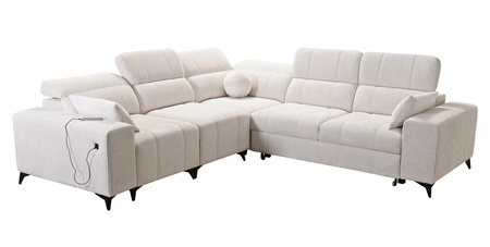 Ecksofa mit Schlaffunktion Penejos III hellgrau links bequemes Ecksofa für das Wohnzimmer zwei Container für Bettzeug