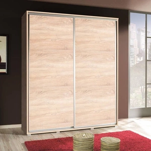 Schiebeschrank Penelope 155 cm Eiche hell sonoma modernes Schranksystem Aluminium-Türführungen und Laufsystem