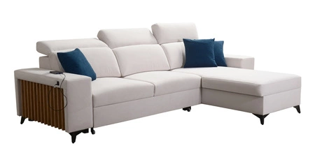 Ecksofa mit Schlaffunktion Kelly lavendel rosa rechte Seite geflochten Komfort und Funktionalität Eckseite mit Latten abgeschlossen