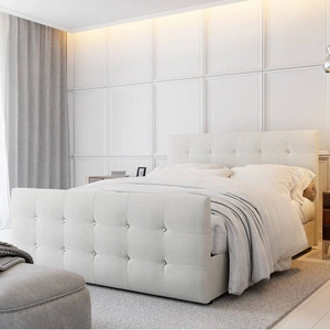 Boxspringbett Kansas 140x200 beige Bett im skandinavisch-modernen Stil mit Steppung und Kristallen