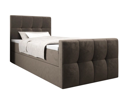 Boxspringbett Manhattan 120x200 hellbraun im modernen skandinavischen Stil mit gepolstertem Kopf- und Fußteil Bett mit Staukasten