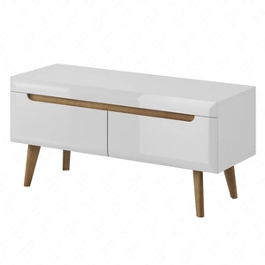 RTV Schrank Atka 107 cm weiß / weiß glänzend / Eiche riviera moderner Designschrank im skandinavischen Stil ideal für Wohnzimmer und Wohnbereich