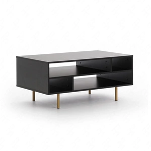 Sula Couchtisch schwarz elegantes Design Tischset auf einem Metallfuß auslaufsichere Platte