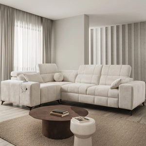 Ecksofa mit Schlaffunktion Penejos II cremefarbenes linkes Ecksofa mit Bettkasten für den täglichen Liegekomfort