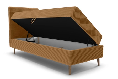 Boxspringbett Totti 90x200 Honig stilvolles Bett mit Bettzeug Lagerung dreidimensionalen Stoff mit ausdrucksstarken Streifen