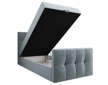 Boxspringbett Manhattan 100x200 türkis im modernen skandinavischen Stil mit gepolstertem Kopfteil und Fußteil Bett mit Staukasten