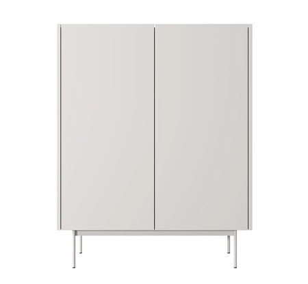 Vellore 97 cm hohe Kommode beige elegante Kommode mit abgesenkter Platte in Eiche Farbton Metallbeine grifflose Fronten
