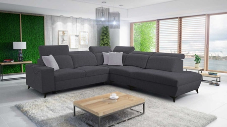Ecksofa mit Schlaffunktion Kelly Sleek IX graphit rechte Seite stilvolles Ecksofa mit bequemen Armlehnen und verstellbaren Kopfstützen