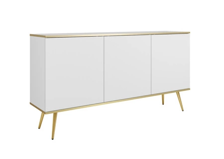 Kommode Luxury 160 cm weiß elegantes Design Korpus mit goldenen trim Kommode auf hohen Metallbeinen unterstützt