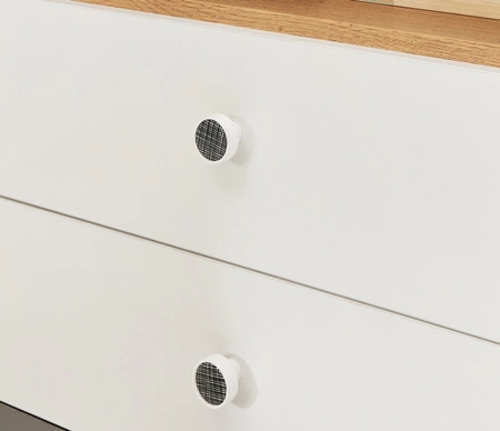 Kleiderschrank Pixel 150 cm Biskuit Eiche / weiß / grau ideal für das Jugendzimmer Kleiderschrank mit Schubladen und Einlegeböden