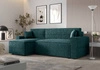 Ecksofa mit Schlaffunktion Brandon Bis türkis linke Seite weicher Stoff mit charakteristischer Schlingenoberfläche Bettzeugbehälter