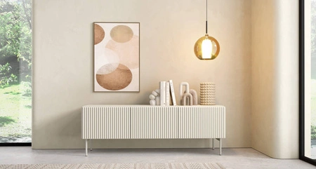 TV Schrank Muti 147 cm beige Design TV-Schrank mit markanter Riffelung der Fronten und Push-to-Open-System des Korpus