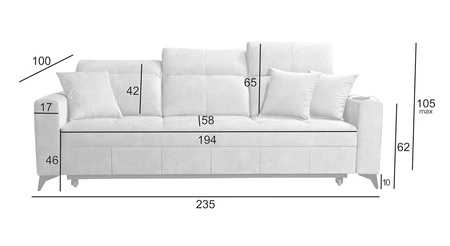 Sofa mit Schlaffunktion Laredo olive bequemes und stilvolles Sofa für das Wohnzimmer mit verstellbaren Kopfstützen weicher Veloursstoff