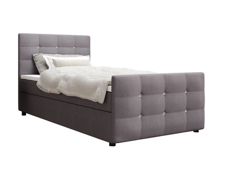 Boxspringbett Kansas 90x200 grau Bett im modernen skandinavischen Stil mit gepolstertem Kopf- und Fußteil