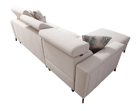Ecksofa mit Schlaffunktion Savona blau links Bequemes und elegantes Ecksofa mit verstellbaren Kopfstützen Ziernaht