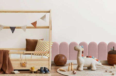 Wally gepolstertes Paneel 30x60 cm rosa stilvolles Wandpaneel Zaun Veloursstoff modisches Finish für jede Einrichtung