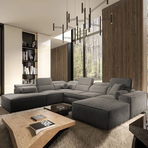 Ecksofa mit Schlaffunktion Viano X grau rechts Design Ecksofa für Wohnzimmer im modernen Stil verstellbare Kopfstützen