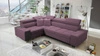 Ecksofa mit Schlaffunktion Dafni II heather links Ecksofa aus Samt mit Bettzeugstauraum Vollauszug