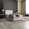 Boxspringbett Fresno 120x200 beige im modernen skandinavischen Stil mit gepolstertem Kopfteil Bett mit Staukasten