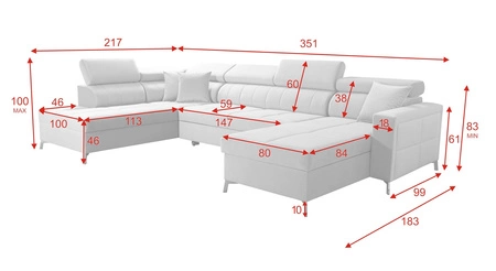 Ecksofa mit Schlaffunktion Nausa VI navy blau rechts stilvolles Ecksofa für Wohnzimmer mit komfortabler Verarbeitung Samtstoff