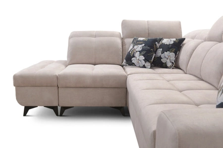 Ecksofa mit Schlaffunktion Buffalo VII braun linksseitig stilvolles Ecksofa mit Bettzeugcontainer Velourstoff