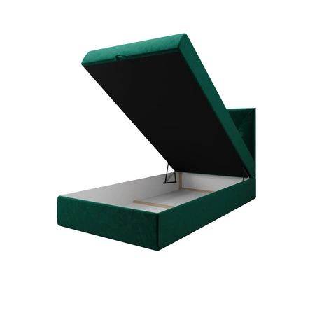 Boxspringbett Arvada 90x200 flaschengrün im modernen skandinavischen Stil mit gepolstertem Kopfteil Bett mit Staukasten