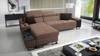 Ecksofa mit Schlaffunktion Alcamo hellbraun links elegantes und stilvolles Ecksofa mit einer ausziehbaren praktischen Schublade an der Seite des Möbels