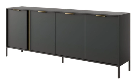 Kommode Golden 203 cm anthrazit modernes Design ideal für glamouröse Innenräume Goldrandgriff für einen eleganten Look
