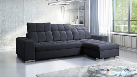 Luigi Ecksofa mit Schlaffunktion graphit rechtes Ecksofa mit zwei Bettkästen Stoff mit einer interessanten Struktur