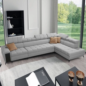 Ecksofa mit Schlaffunktion Bolmso XI grau rechte Seite stilvolles Design Ecksofa mit Schublade und Bettzeugcontainer