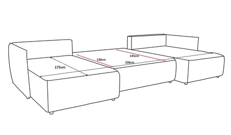 Ecksofa mit Schlaffunktion Oroso U burgunderfarbener Bettkasten weicher Samtstoff mit hydrophober Beschichtung dekorative Steppung