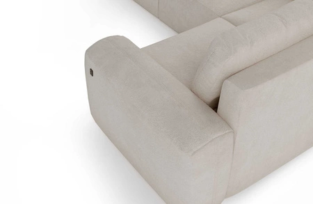 Ecksofa mit Schlaffunktion Arbon II oliv rechts stilvolles Design markante runde Form Behälter für Bettzeug