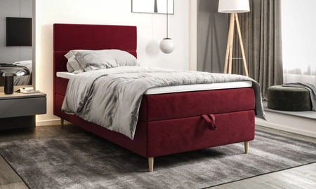 Boxspringbett Bing 120x200 dunkelrot im modernen skandinavischen Stil mit gepolstertem Kopfteil Bett mit Staukasten