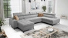 Ecksofa mit Schlaffunktion Bolmso VI grau links bequemes Ecksofa mit verstellbaren Kopfstützen dekorative Steppung auf der Sitzfläche