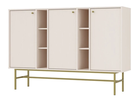 Kioto III Kommode 158 cm beige modernes Design dezente Griffe schlichte Form angereichert mit einem goldenen Metallrahmen