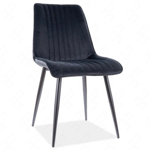 Gepolsterter Stuhl Kim schwarz moderner und funktioneller Esszimmerstuhl mit Metallbeinen