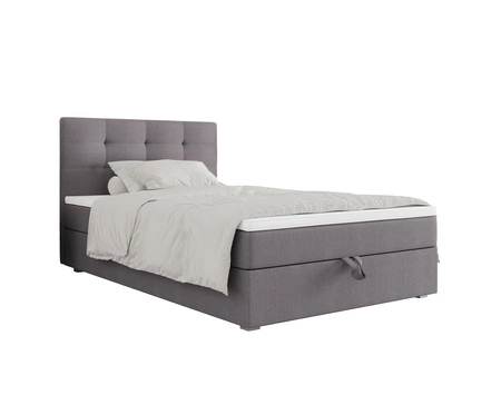 Boxspringbett Flint 100x200 grau im modernen skandinavischen Stil mit gepolstertem Kopfteil Bett mit Staukasten