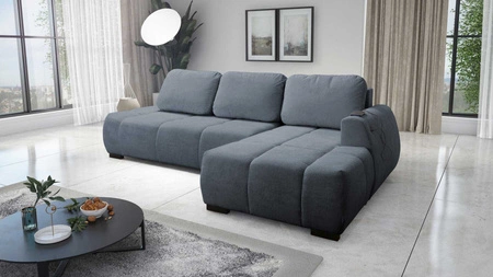 Ecksofa mit Schlaffunktion Zartblaues, rechtsseitiges, stilvolles Design-Ecksofa, das sich durch seine abgerundete Form auszeichnet