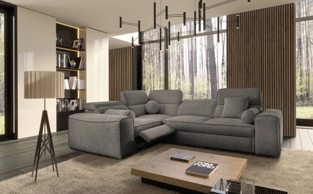 Ecksofa mit Schlaffunktion Viano II Lux grau linksseitiges Designer-Ecksofa für das Wohnzimmer mit komfortablem ausziehbarem Fußteil