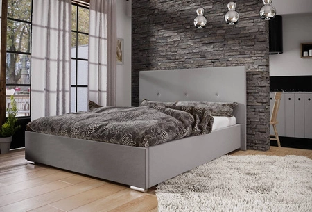 Burgos gepolstertes Bett 180x200 grau mit modernem Kopfteil ideal für Schlafzimmer
