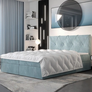 Boxspringbett Arvada 140x200 türkis Bett im modernen skandinavischen Stil mit gepolstertem Kopfteil
