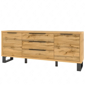 Schubladenkommode Halle 201 cm Eiche wotan funktional ideal für Industrie- und Loft-Stil Interieurs stabiler Metallboden