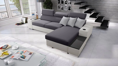 Ecksofa mit Schlaffunktion Provo graphit / weiß rechtes Ecksofa mit Bettkasten und Funktionserweiterung