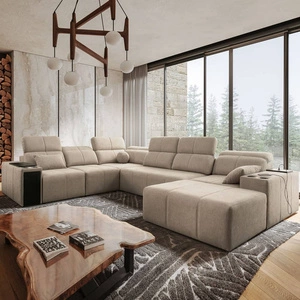 Ecksofa mit Schlaffunktion Tesalia VIII beige rechtsseitiges Komfort-Ecksofa für den Wohnbereich mit innovativer Schiebefunktion der Rückenlehne