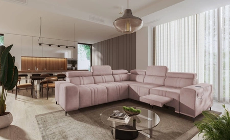 Ecksofa mit Schlaffunktion Castel III Lux rosa rechte Ecke äußerst bequemes Ecksofa für das Wohnzimmer mit ausziehbarer Fußstütze 