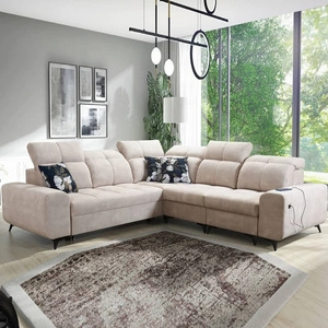 Ecksofa mit Schlaffunktion Buffalo III beige rechtsseitiges bequemes Ecksofa mit ästhetischer Ausführung mit Bettzeugcontainern