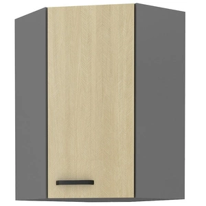 Chevron 60x60 GN-90 1F Eck-Küchenwandschrank mit dekorativem Fischgrätdekor feuchtigkeits- und beschädigungsbeständiger Schrank