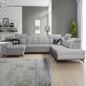 Ecksofa mit Schlaffunktion Buffalo X grau Esche links funktionelles und bequemes Ecksofa für ein Zimmer mit Bettzeugcontainern